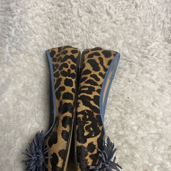 Wendy Williams leather calf hair Leopard Print Flats with Blue trim SZ10W - Picture 8 of 11